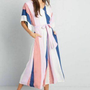 Collectif x Modcloth Keiko Sunset Stripes cropped Jumpsuit XS UK8 US4 NWOT